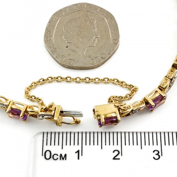 9ct gold Amethyst / Diamond Bracelet